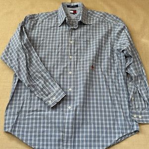 Tommy Hilfiger Cotton Blue Plaid Button Down Shirt